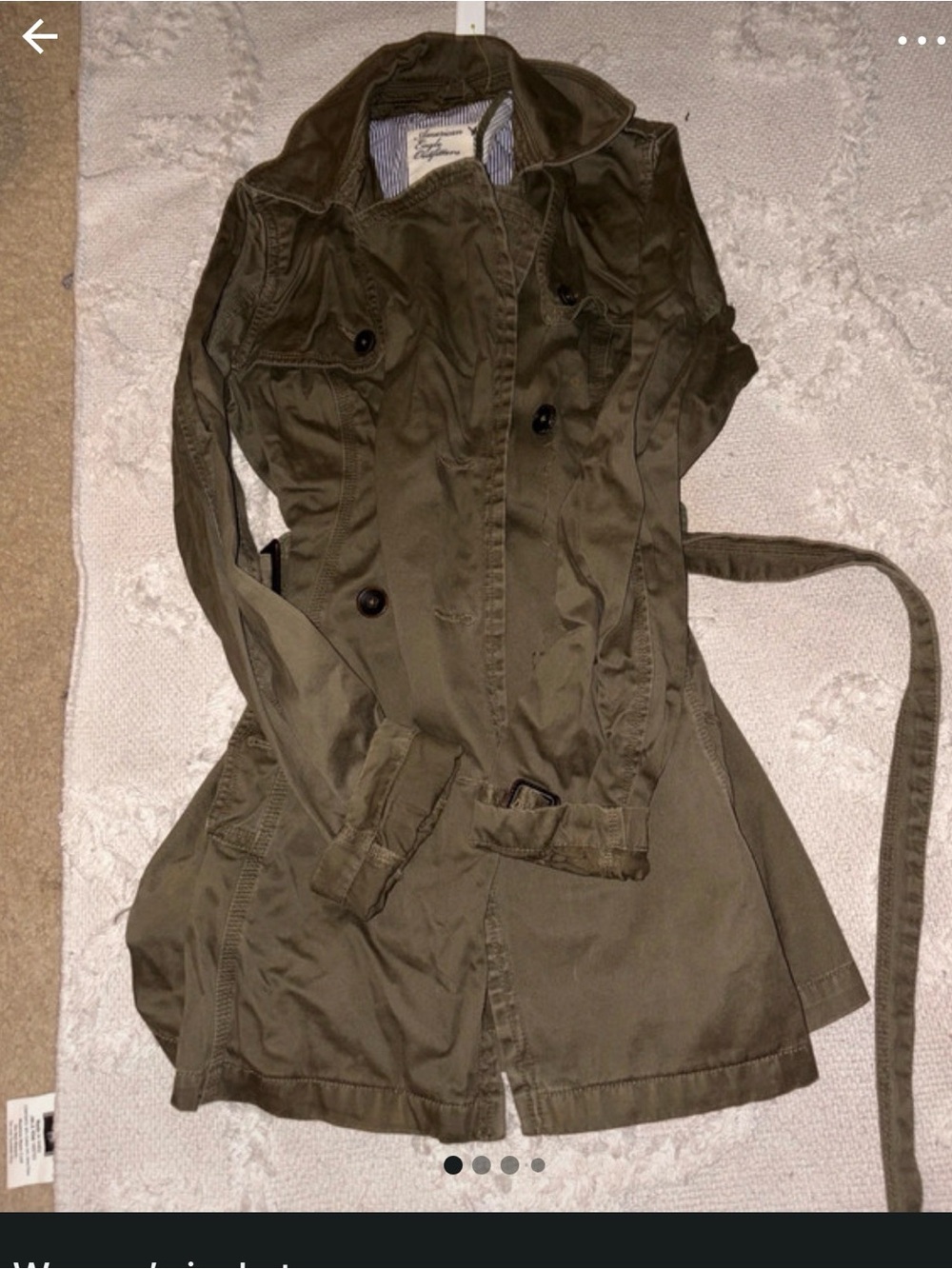 American Eagle Outfitters Olive Green Utility Trench Coat